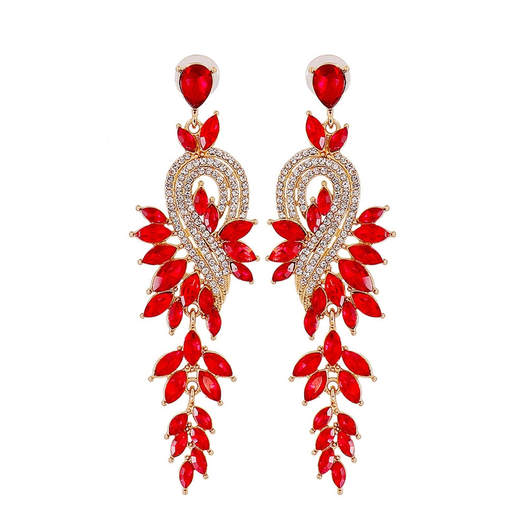 1 Pair Dangle Earrings Geometric Faux Crystal Jewelry Elegant Long Drop Earrings for Wedding Image 3