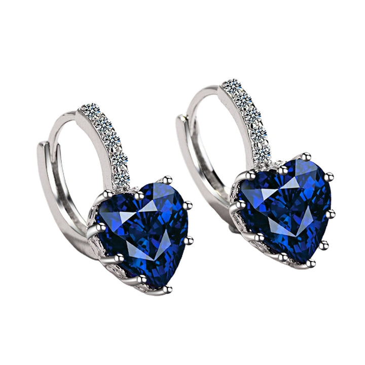 1 Pair Women Dangle Earrings Love Heart Rhinestone Jewelry Korean Style Sparkling Hoop Earrings for Daily Wear Image 10