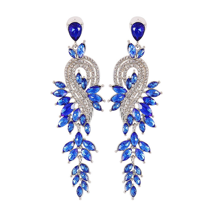 1 Pair Dangle Earrings Geometric Faux Crystal Jewelry Elegant Long Drop Earrings for Wedding Image 4