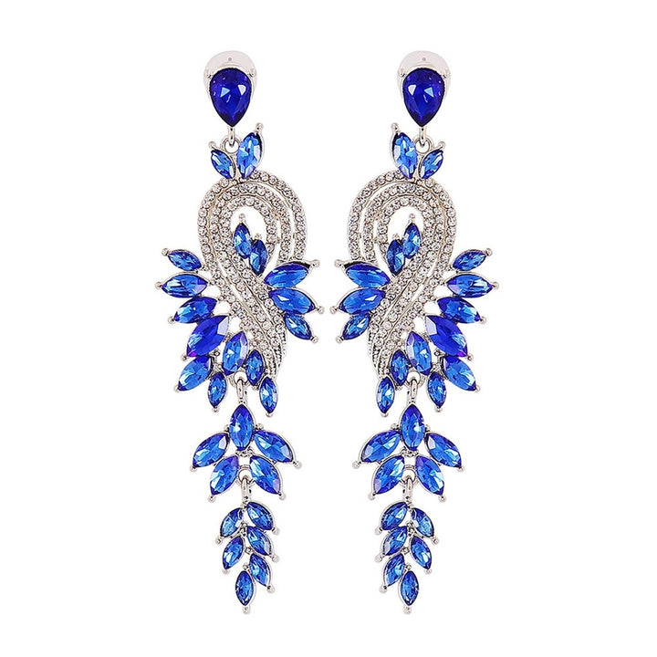 1 Pair Dangle Earrings Geometric Faux Crystal Jewelry Elegant Long Drop Earrings for Wedding Image 1