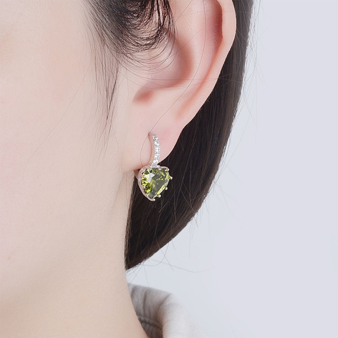 1 Pair Women Dangle Earrings Love Heart Rhinestone Jewelry Korean Style Sparkling Hoop Earrings for Daily Wear Image 12