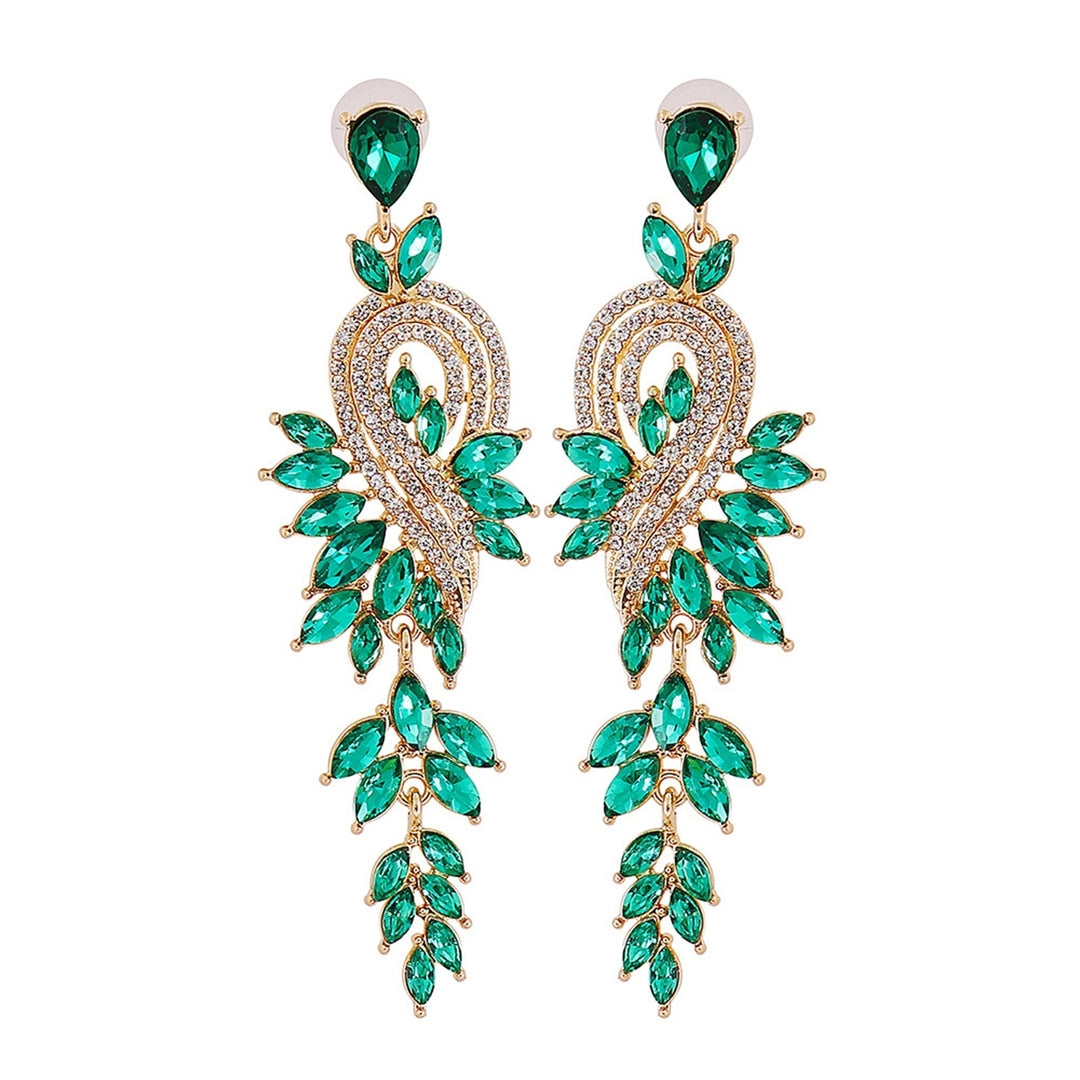 1 Pair Dangle Earrings Geometric Faux Crystal Jewelry Elegant Long Drop Earrings for Wedding Image 4