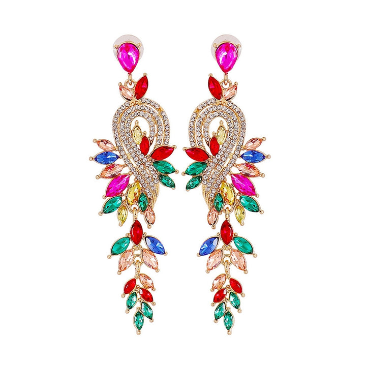 1 Pair Dangle Earrings Geometric Faux Crystal Jewelry Elegant Long Drop Earrings for Wedding Image 6