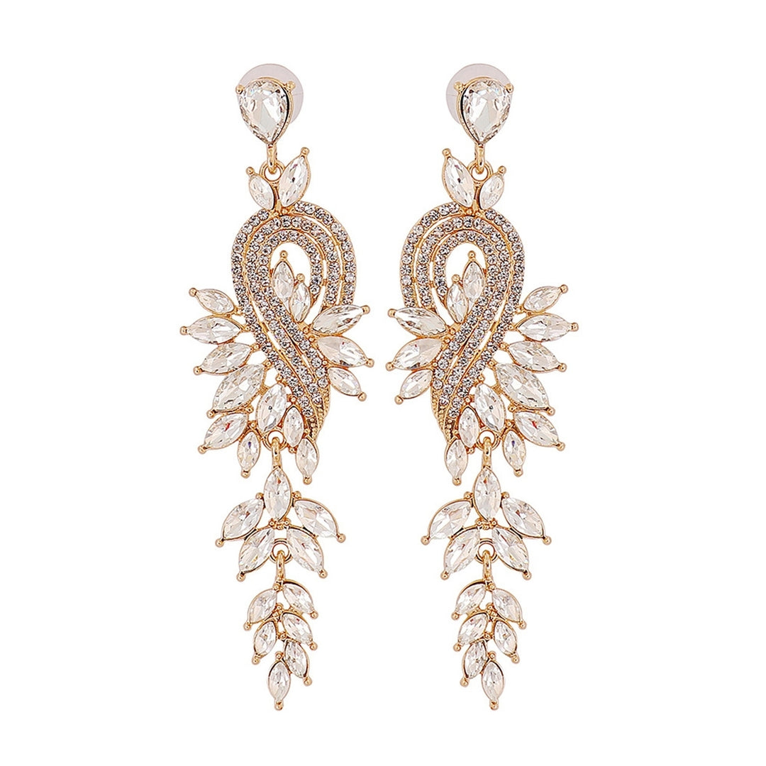 1 Pair Dangle Earrings Geometric Faux Crystal Jewelry Elegant Long Drop Earrings for Wedding Image 7
