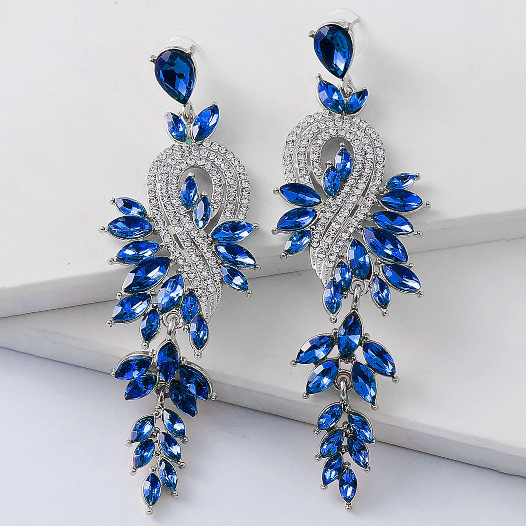 1 Pair Dangle Earrings Geometric Faux Crystal Jewelry Elegant Long Drop Earrings for Wedding Image 8