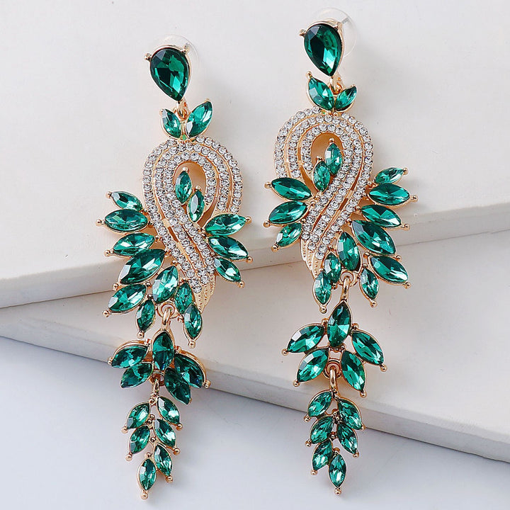 1 Pair Dangle Earrings Geometric Faux Crystal Jewelry Elegant Long Drop Earrings for Wedding Image 9