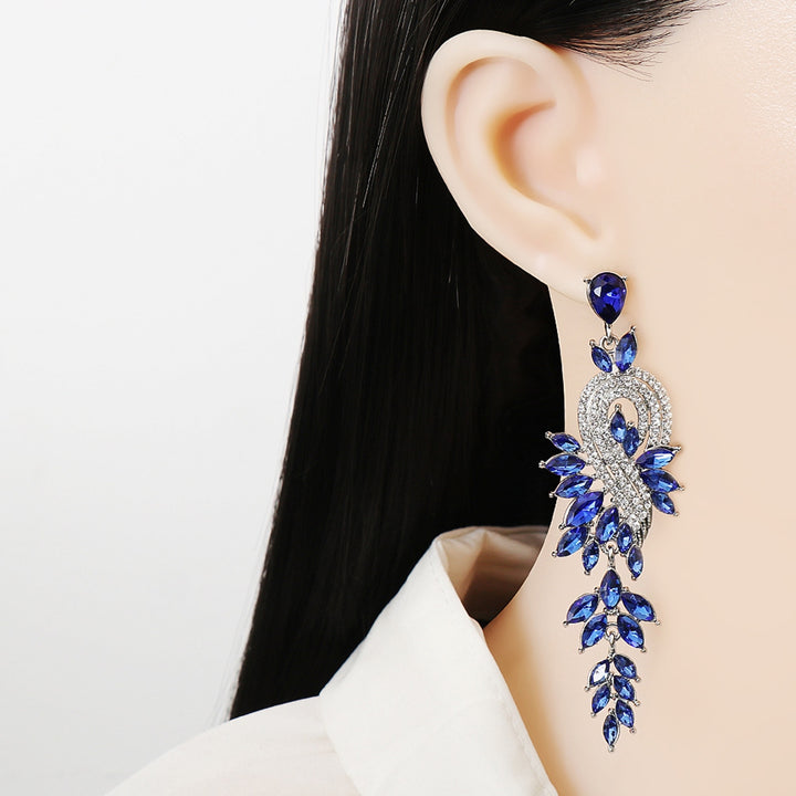 1 Pair Dangle Earrings Geometric Faux Crystal Jewelry Elegant Long Drop Earrings for Wedding Image 10