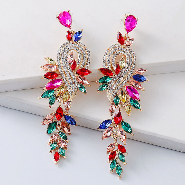 1 Pair Dangle Earrings Geometric Faux Crystal Jewelry Elegant Long Drop Earrings for Wedding Image 11
