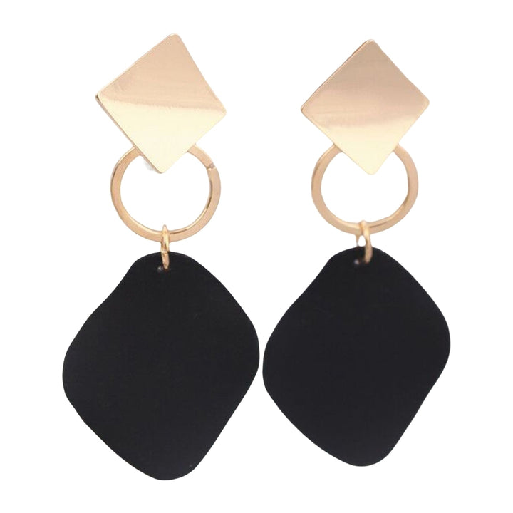 1 Pair Women Dangle Earrings Contrast Color Rhombus Shape Alloy Durable Drop Earrings Lady Accessory Image 2
