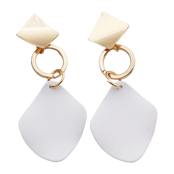 1 Pair Women Dangle Earrings Contrast Color Rhombus Shape Alloy Durable Drop Earrings Lady Accessory Image 3