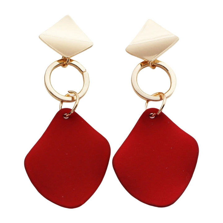 1 Pair Women Dangle Earrings Contrast Color Rhombus Shape Alloy Durable Drop Earrings Lady Accessory Image 4
