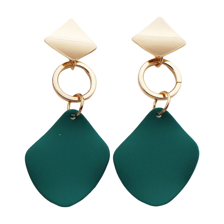 1 Pair Women Dangle Earrings Contrast Color Rhombus Shape Alloy Durable Drop Earrings Lady Accessory Image 4
