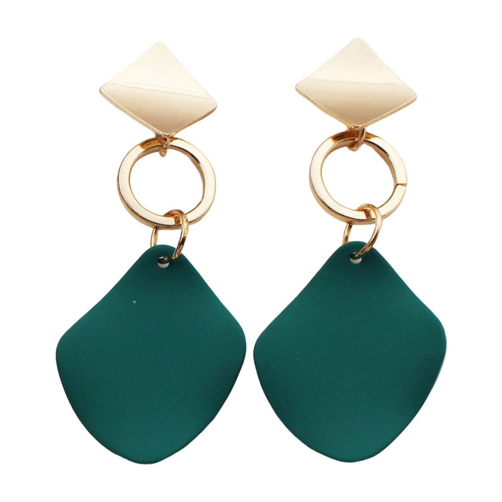 1 Pair Women Dangle Earrings Contrast Color Rhombus Shape Alloy Durable Drop Earrings Lady Accessory Image 1
