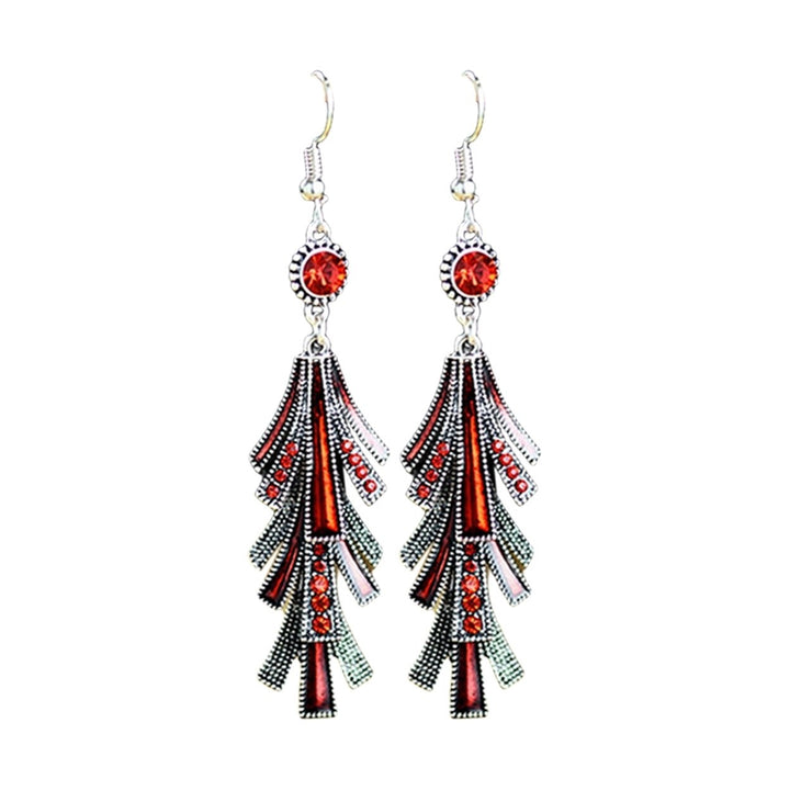 1 Pair Women Earrings Alloy Tassel Chinese Style Long-lasting Dangle Earrings for Prom Image 1