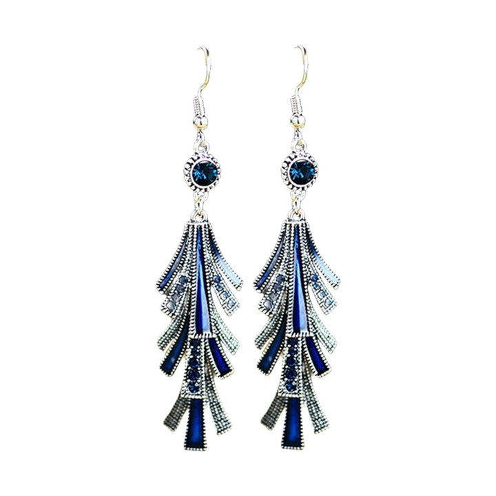 1 Pair Women Earrings Alloy Tassel Chinese Style Long-lasting Dangle Earrings for Prom Image 1