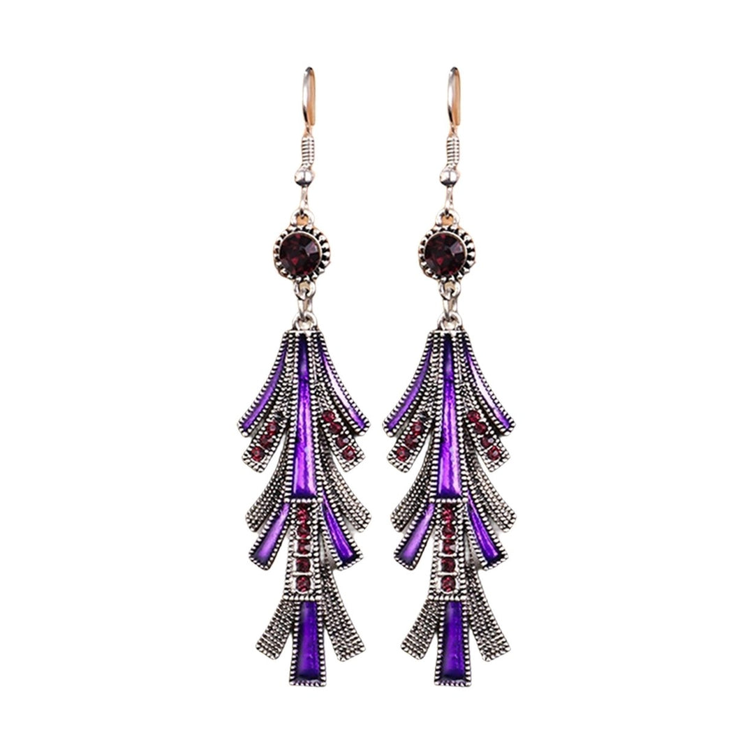 1 Pair Women Earrings Alloy Tassel Chinese Style Long-lasting Dangle Earrings for Prom Image 1