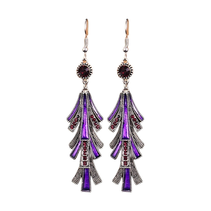 1 Pair Women Earrings Alloy Tassel Chinese Style Long-lasting Dangle Earrings for Prom Image 1