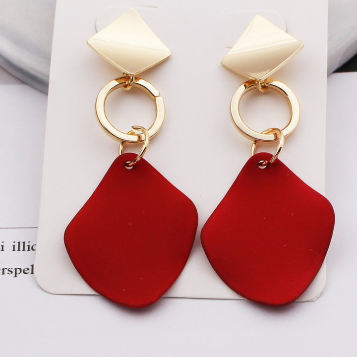 1 Pair Women Dangle Earrings Contrast Color Rhombus Shape Alloy Durable Drop Earrings Lady Accessory Image 7