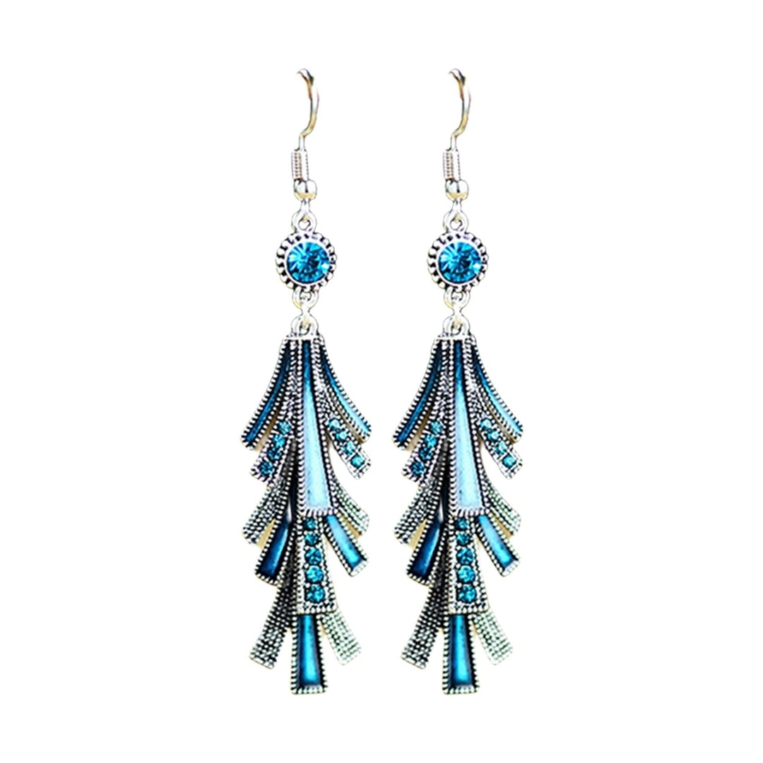 1 Pair Women Earrings Alloy Tassel Chinese Style Long-lasting Dangle Earrings for Prom Image 1