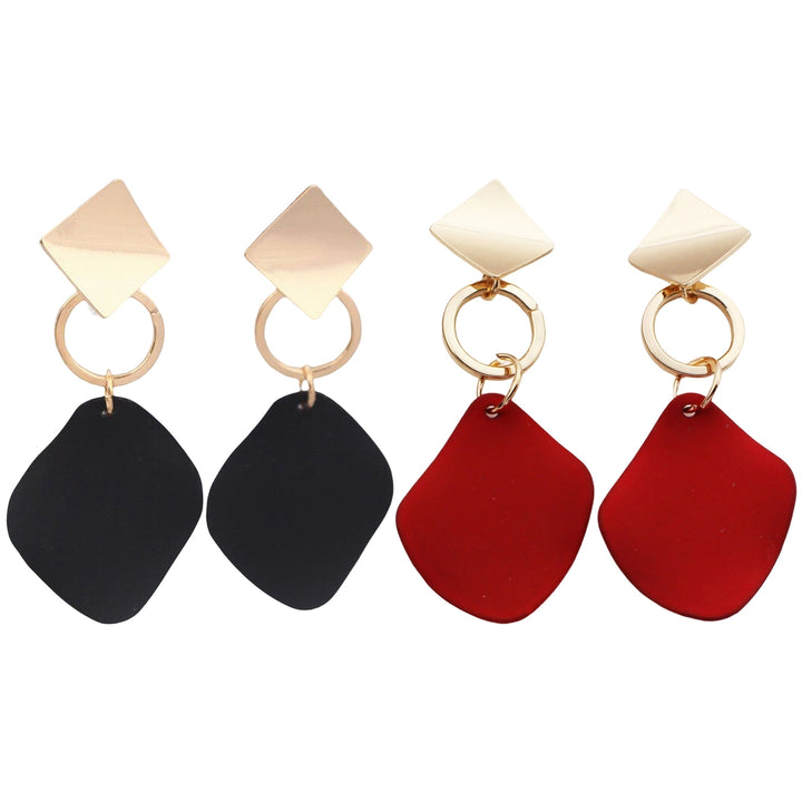 1 Pair Women Dangle Earrings Contrast Color Rhombus Shape Alloy Durable Drop Earrings Lady Accessory Image 9