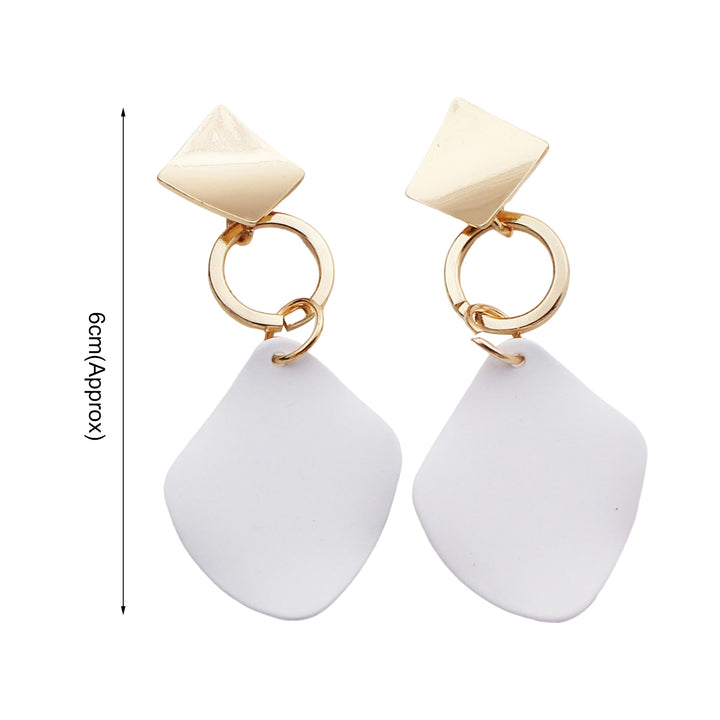 1 Pair Women Dangle Earrings Contrast Color Rhombus Shape Alloy Durable Drop Earrings Lady Accessory Image 10