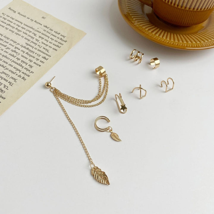 7 Pcs/Set Earring Set Exquisite Small Alloy Individual Earrings m*** Set for Street Image 12