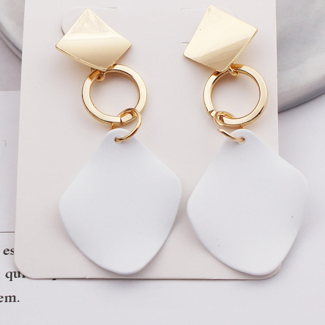 1 Pair Women Dangle Earrings Contrast Color Rhombus Shape Alloy Durable Drop Earrings Lady Accessory Image 12