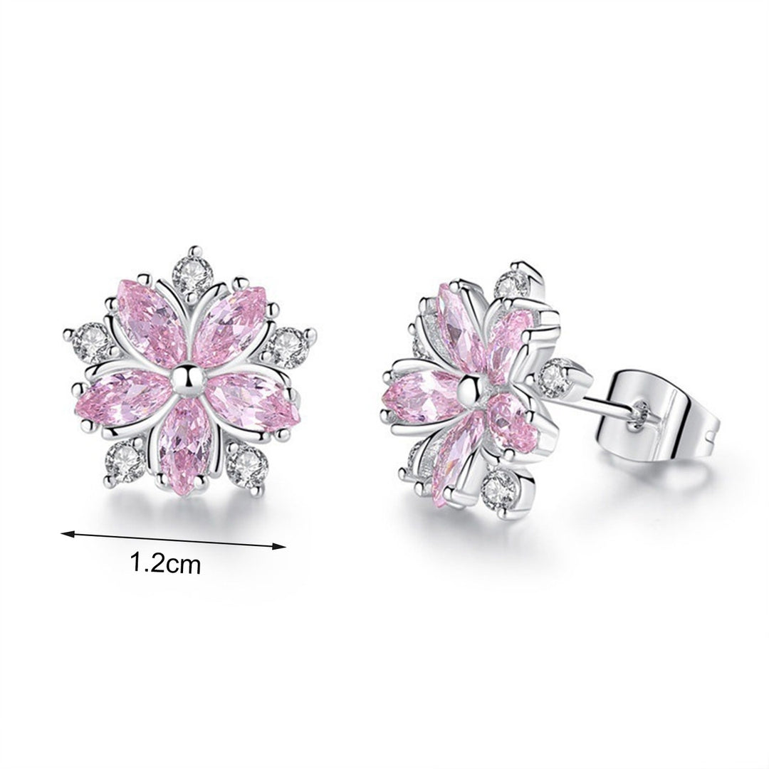 1 Pair Stud Earrings Cherry Decoration Jewelry Sparkling Flower Shape Stud Earrings Birthday Gift Image 6