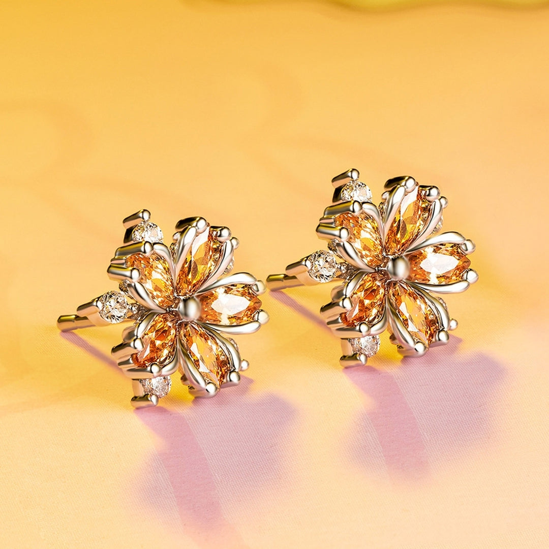 1 Pair Stud Earrings Cherry Decoration Jewelry Sparkling Flower Shape Stud Earrings Birthday Gift Image 7