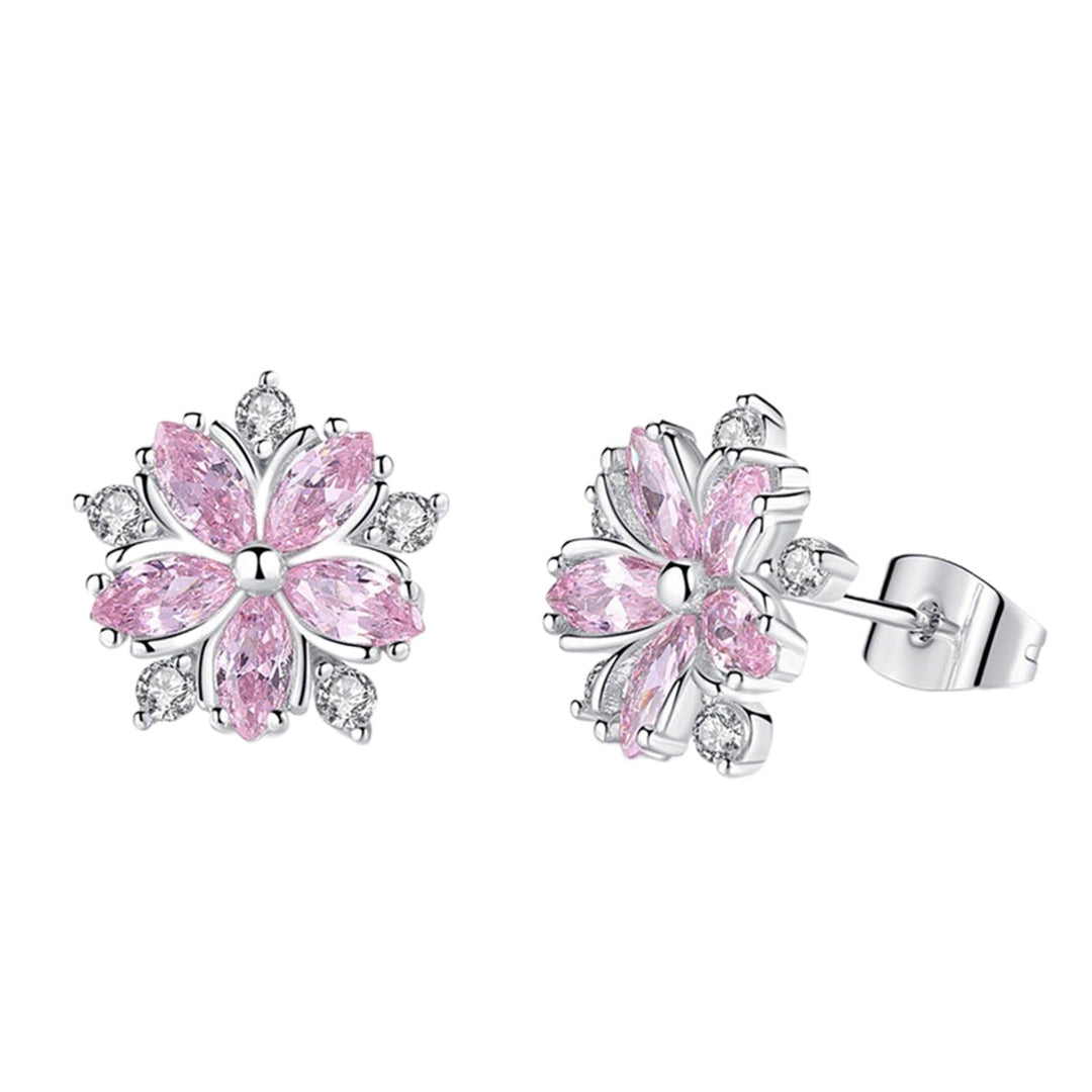 1 Pair Stud Earrings Cherry Decoration Jewelry Sparkling Flower Shape Stud Earrings Birthday Gift Image 11