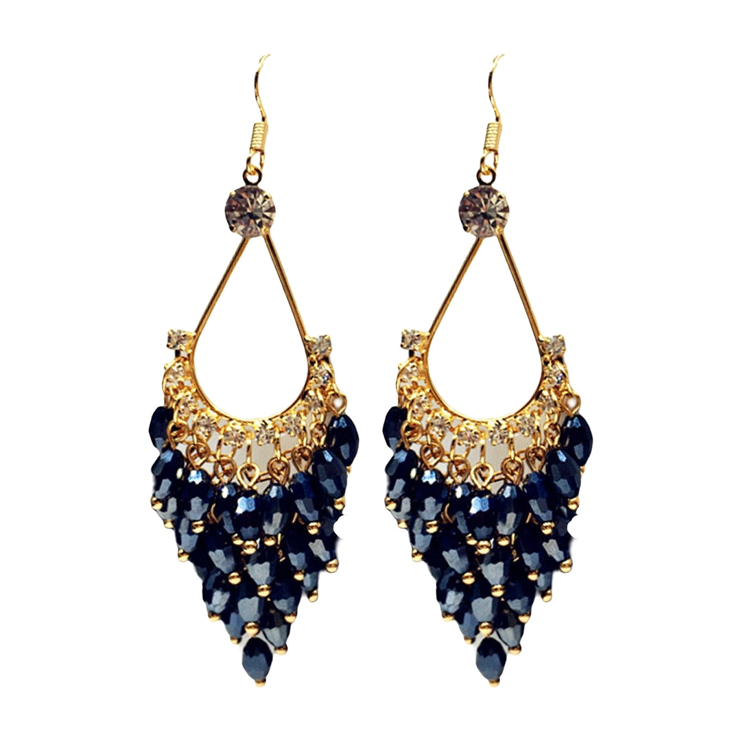 1 Pair Women Earrings Faux Crystal Bohemia Style Shiny High-end Drop Earrings Wedding Jewelry Image 2