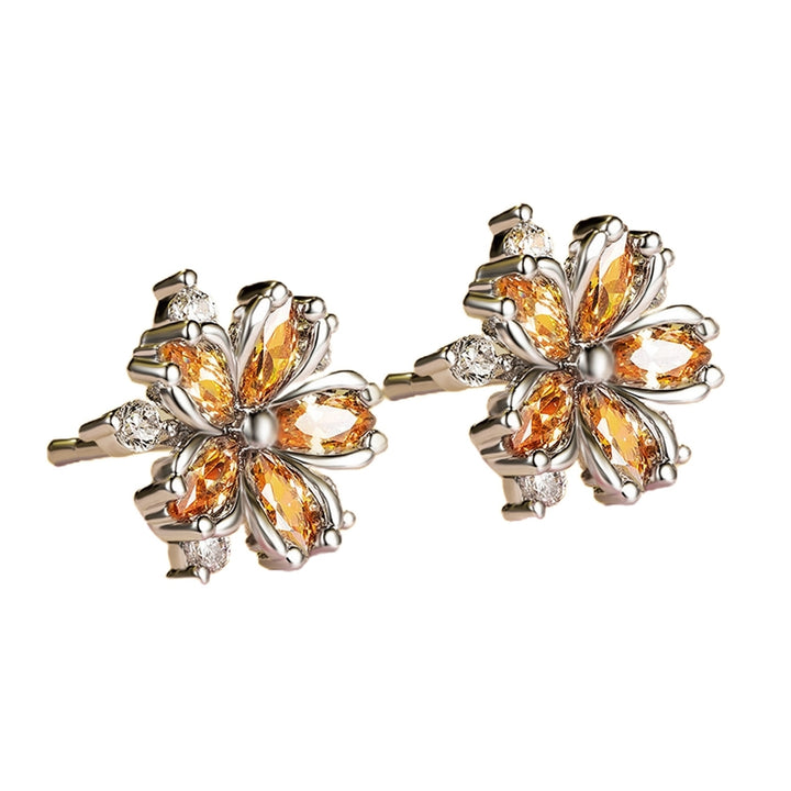 1 Pair Stud Earrings Cherry Decoration Jewelry Sparkling Flower Shape Stud Earrings Birthday Gift Image 12