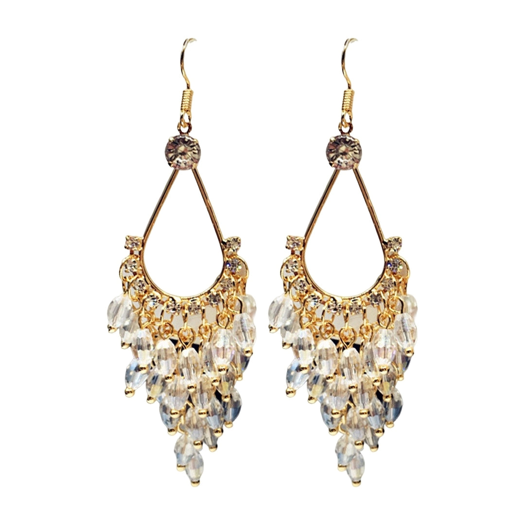 1 Pair Women Earrings Faux Crystal Bohemia Style Shiny High-end Drop Earrings Wedding Jewelry Image 3