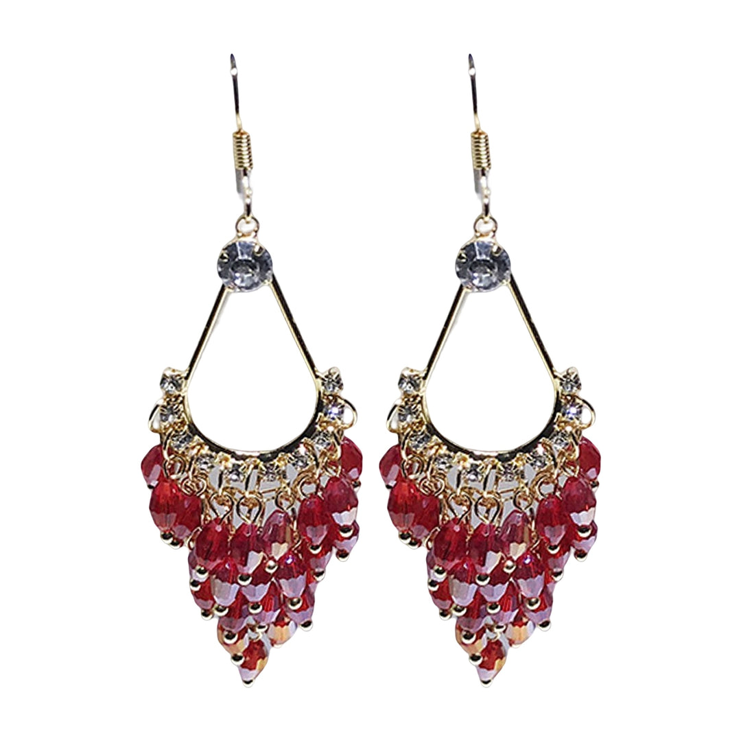 1 Pair Women Earrings Faux Crystal Bohemia Style Shiny High-end Drop Earrings Wedding Jewelry Image 4