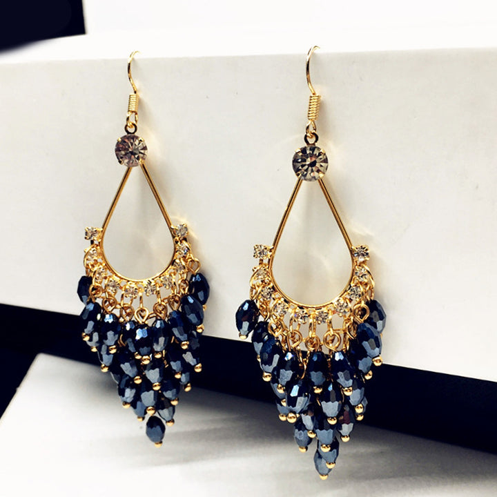 1 Pair Women Earrings Faux Crystal Bohemia Style Shiny High-end Drop Earrings Wedding Jewelry Image 8