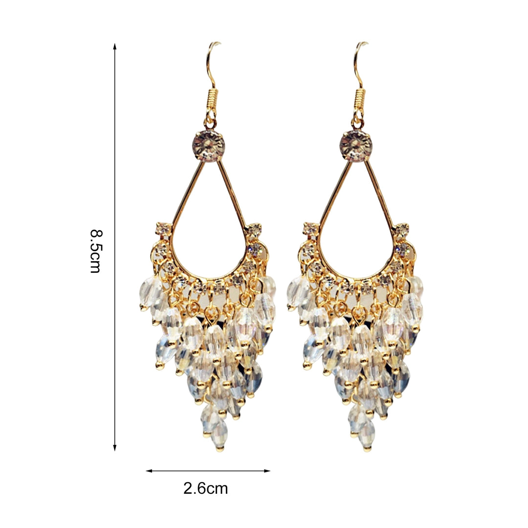 1 Pair Women Earrings Faux Crystal Bohemia Style Shiny High-end Drop Earrings Wedding Jewelry Image 10
