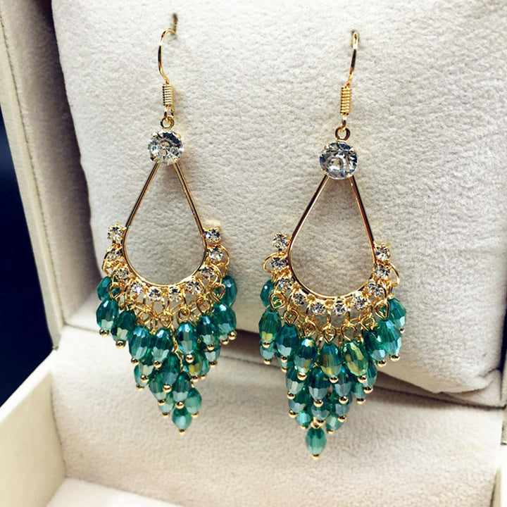 1 Pair Women Earrings Faux Crystal Bohemia Style Shiny High-end Drop Earrings Wedding Jewelry Image 11