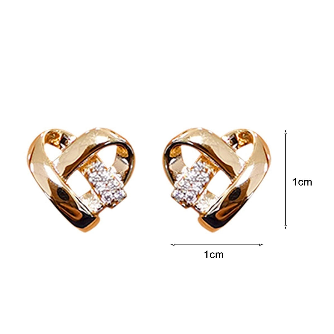 1 Pair Women Earrings Cross Shiny Rhinestone Heart Shape Stud Earrings Female Jewelry Image 6