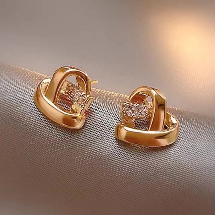 1 Pair Women Earrings Cross Shiny Rhinestone Heart Shape Stud Earrings Female Jewelry Image 7