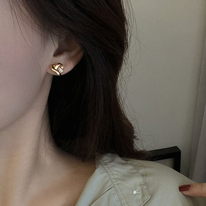 1 Pair Women Earrings Cross Shiny Rhinestone Heart Shape Stud Earrings Female Jewelry Image 10