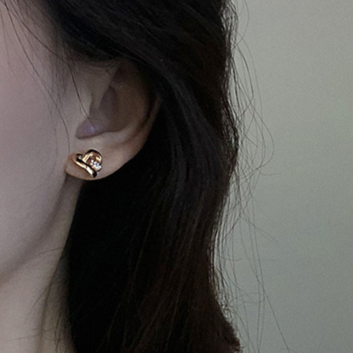 1 Pair Women Earrings Cross Shiny Rhinestone Heart Shape Stud Earrings Female Jewelry Image 11