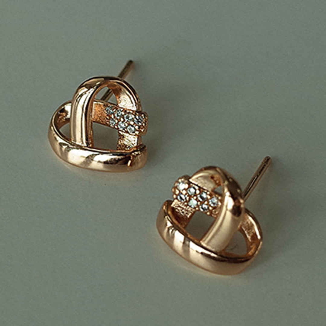 1 Pair Women Earrings Cross Shiny Rhinestone Heart Shape Stud Earrings Female Jewelry Image 12