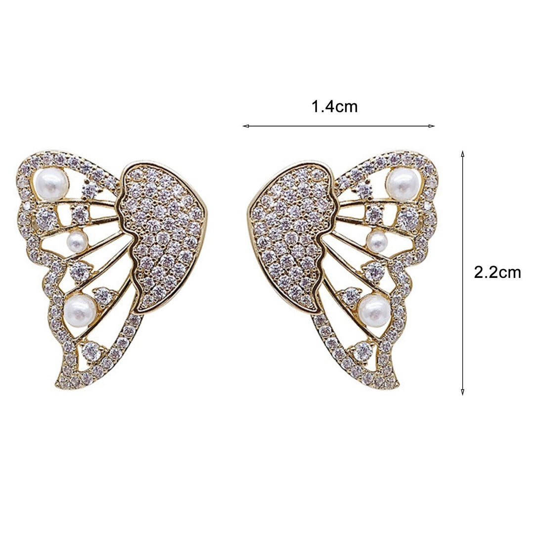 1 Pair Women Stud Earrings Individual Butterfly Shape Rhinestone Hollow Out Lady Earrings Birthday Gift Image 6