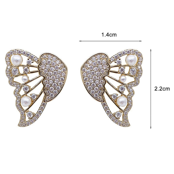 1 Pair Women Stud Earrings Individual Butterfly Shape Rhinestone Hollow Out Lady Earrings Birthday Gift Image 6