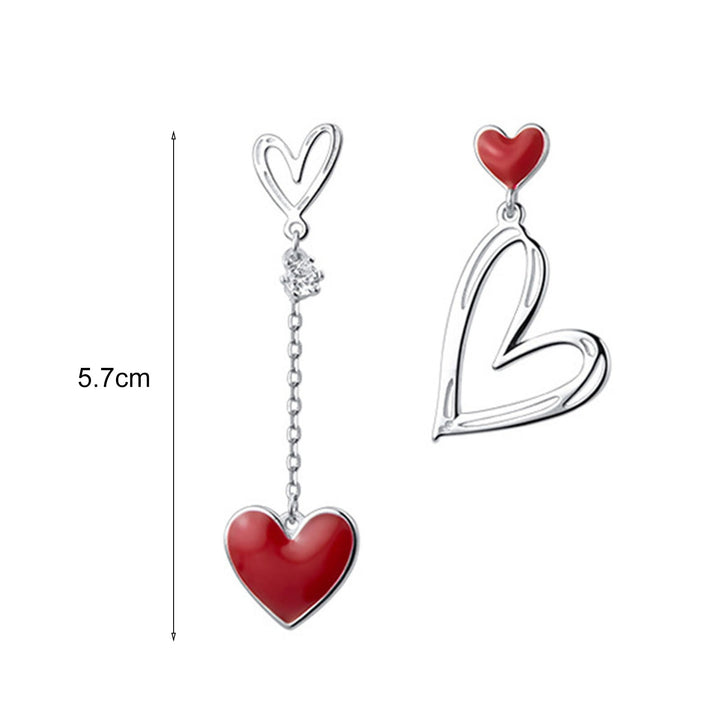 1 Pair Women Earrings Hollow Heart Pendant Jewelry Asymmetric Cubic Zirconia Dangle Earrings Birthday Gifts Image 6