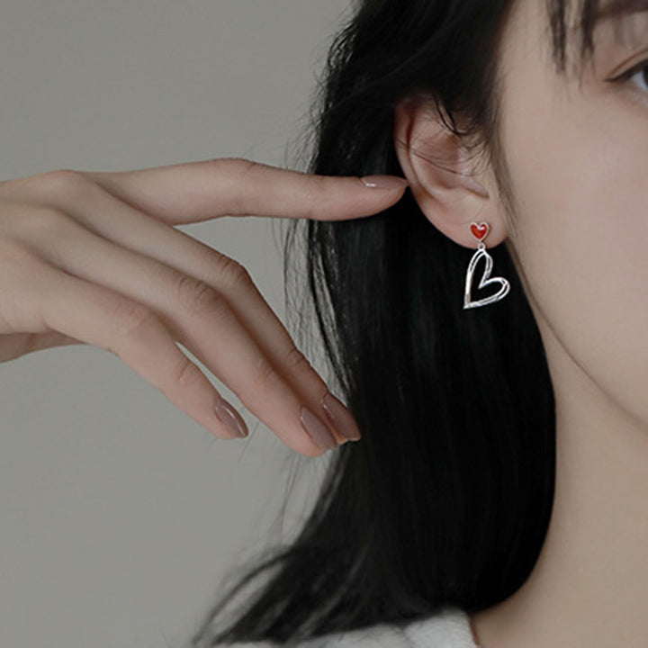 1 Pair Women Earrings Hollow Heart Pendant Jewelry Asymmetric Cubic Zirconia Dangle Earrings Birthday Gifts Image 10