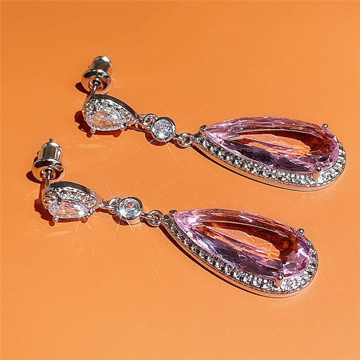 1 Pair Copper Ear Stud Inlaid Decorative Water Drop Dangle Earrings Ear Accessories Image 4
