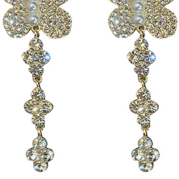 1 Pair Women Hook Earrings Exquisite Imitation Pearl Shiny Rhinestone Butterflies Shape Hanging Earrings Female Jewelry Image 9