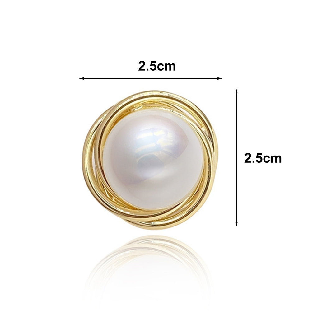 1 Pair Stud Earrings Faux Pearl Bright Luster Jewelry Electroplating Korean Style Ear Studs Birthday Gifts Image 6