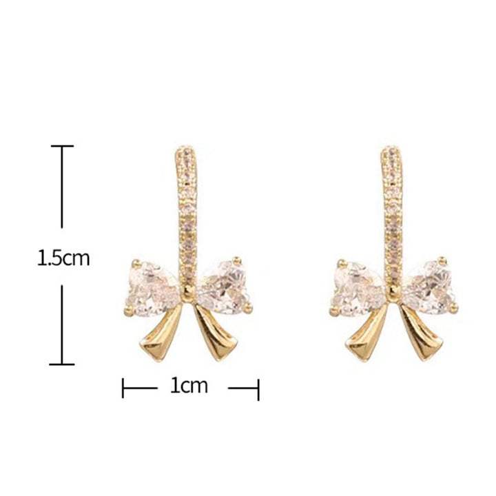 1 Pair Women Dangle Earrings Bow Cubic Zirconia Jewelry Shining Korean Style Stud Earrings Birthday Gifts Image 6
